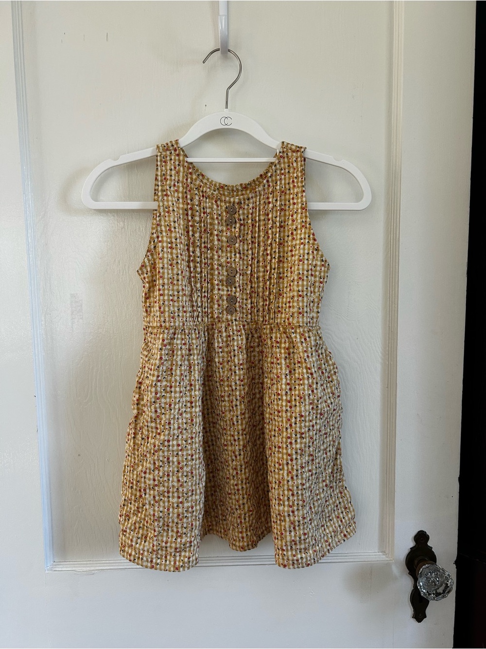 French Yellow/Golden Button-Front Dress